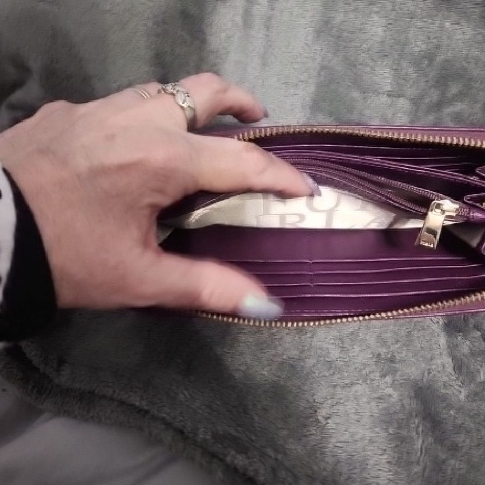 Furla Plum Textured Wallet - Picture 7 of 11